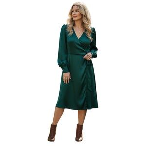NWT Banana Republic Deep Green Long Sleeve Dress Size 12